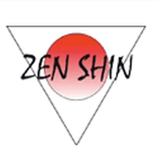ZEN SHIN Logo Dreieck mit rotem Kreis mit Farbverlauf Schriftzug
